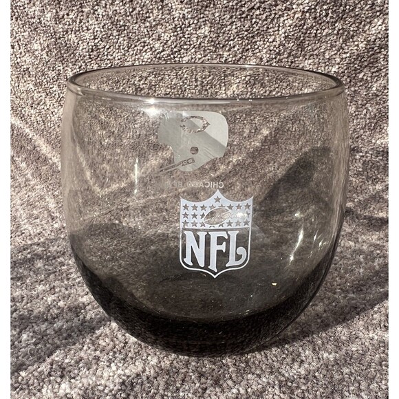 Chicago Bears 1970 Chicago Bears 1970\'s NFL Smokey Glass 10 oz Tumblers Roly Poly Set of 8 Vintage